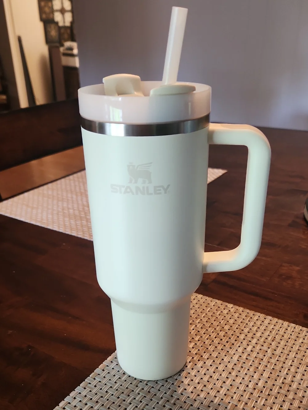 Stanley Cream 40 Oz Travel Tumbler with Handle and Straw